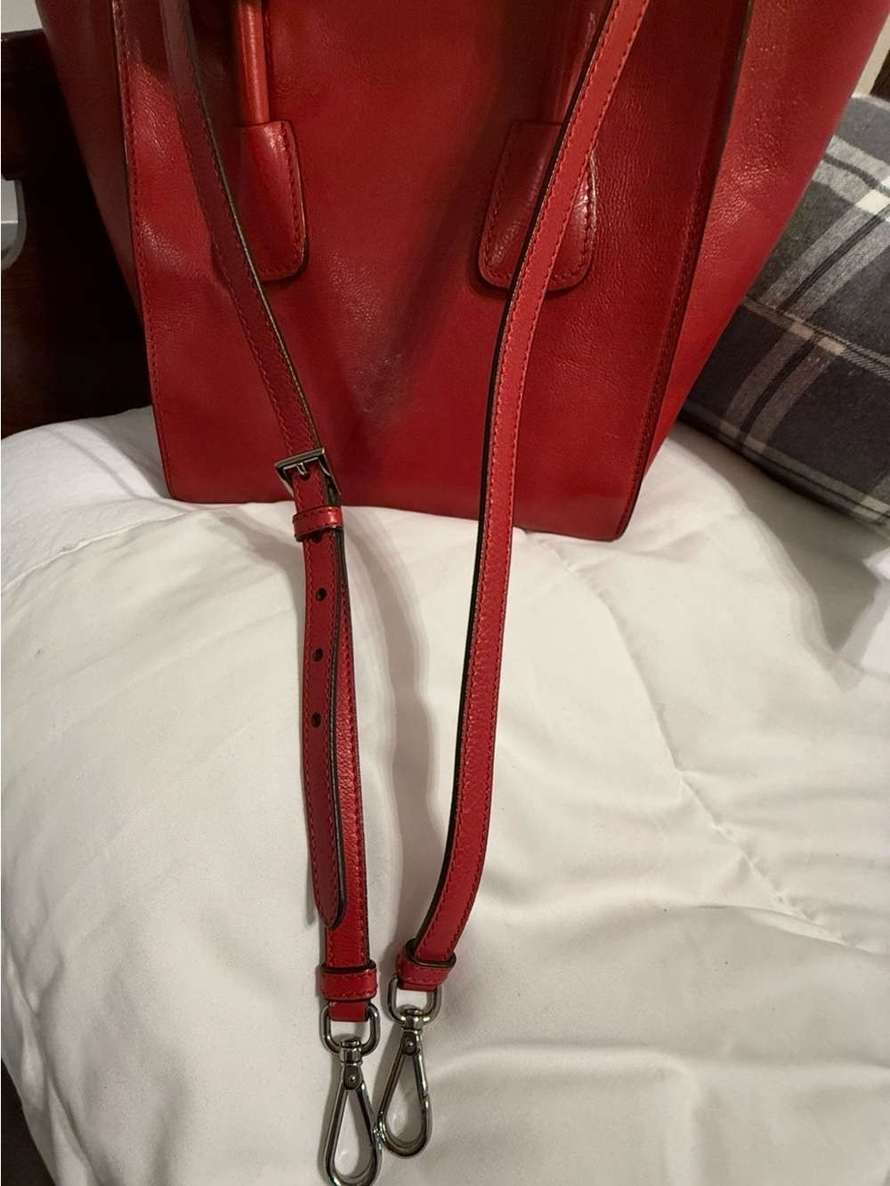 SALE Prada RARE AUTH LIKE NEWGlacé Calfskin Leather Twin Pocket Double HandleTo - Picture 4 of 16